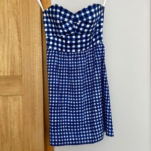 Hutch blue gingham strapless mini dress size 6 EUC